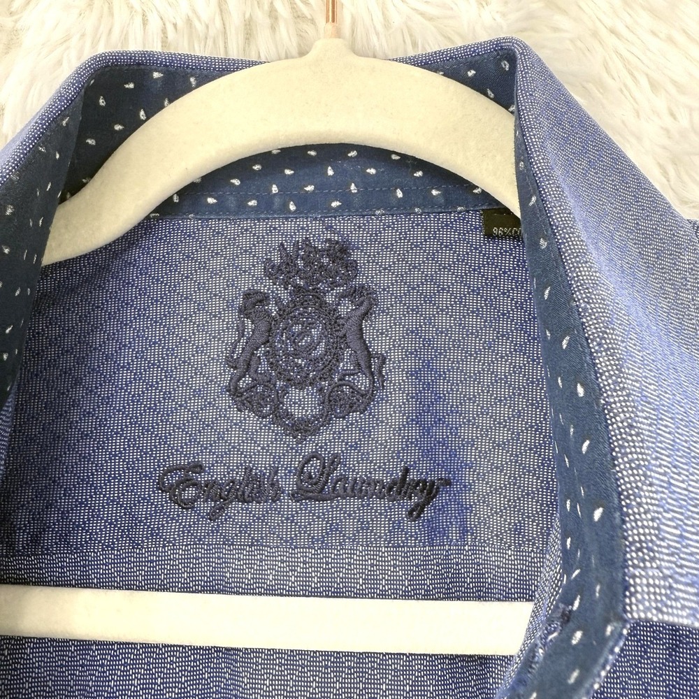 English Laundry Men's Long Sleeve Button Up Logo Flip Cuff Shirt Size 15 - 32/33 - Picture 4 of 12